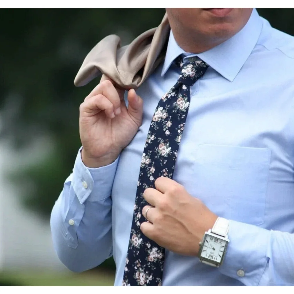Floral cotton Men's Necktie Skinny 2‎ 1/2W 58L